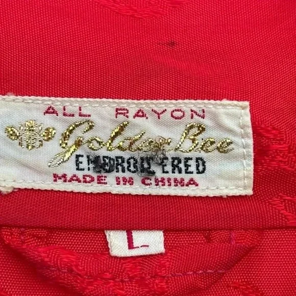 Golden Bee Womens Vintage Embroidered Floral Long Sleeve Robe Red Sz Large - Picture 11 of 11